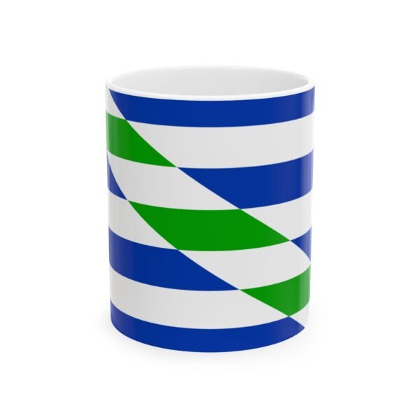 Modern Striped Ceramic Coffee Mug  Flag Cataño «-®  11oz - Imagen 2