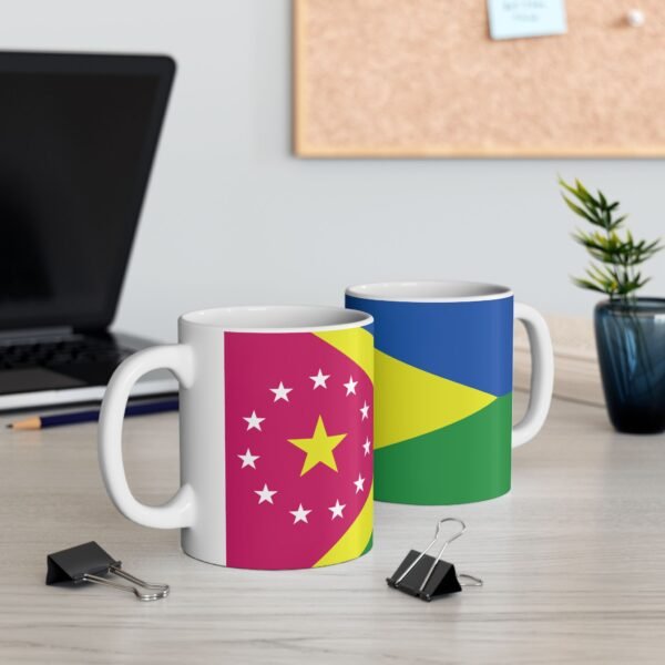 Modern Striped Ceramic Coffee Mug Flag  Moca «-® 11oz - Imagen 5