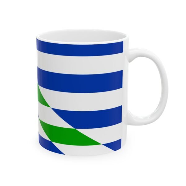 Modern Striped Ceramic Coffee Mug  Flag Cataño «-®  11oz - Imagen 4