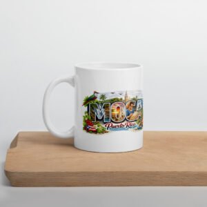 Modern Striped Ceramic Coffee Mug symbolic art of the city of Moca «-® 11oz