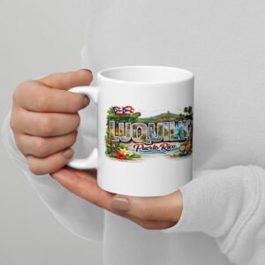 Modern Striped Ceramic Coffee Mug symbolic art of the city of Luquillo «-® 11oz