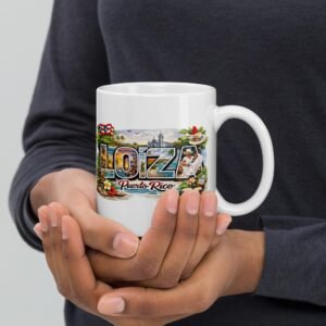 Modern Striped Ceramic Coffee Mug symbolic art of the city of Loiza «-® 11oz