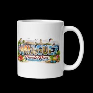 Modern Striped Ceramic Coffee Mug symbolic art of the city of Mayaguez «-® 11oz