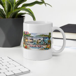 Modern Striped Ceramic Coffee Mug symbolic art of the city of Ceiba «-® 11oz